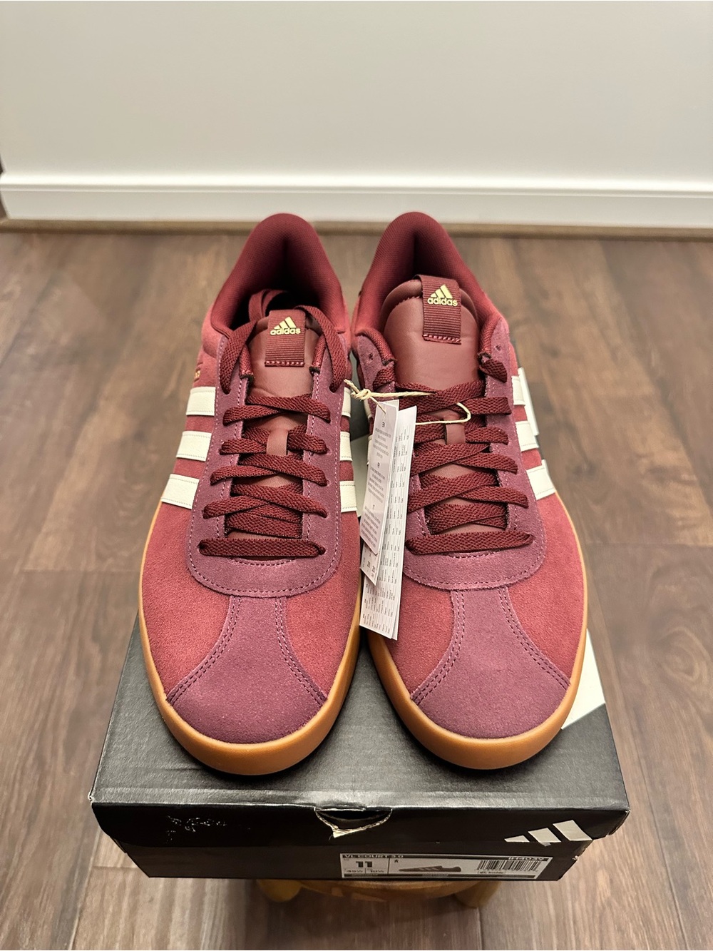 Adidas Men’s Burgundy Vl Court 3.0 Trainers, Size 11